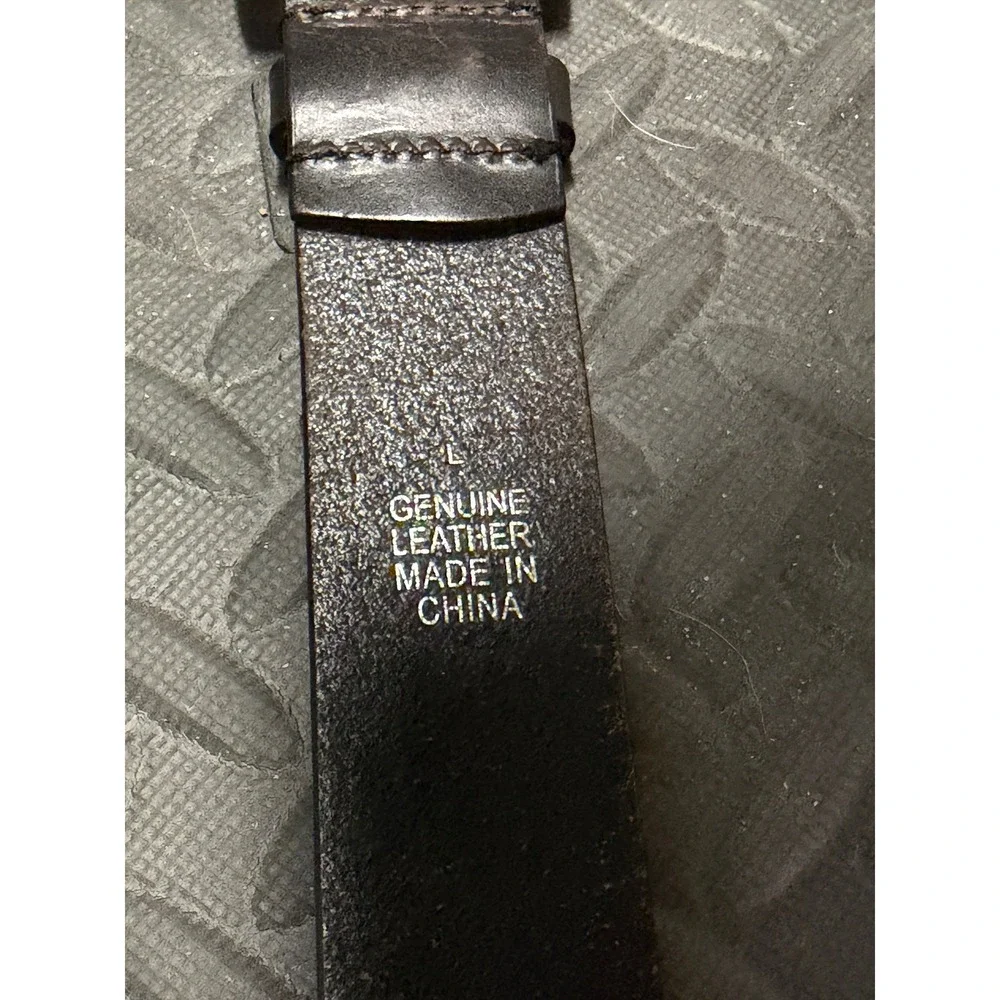 Express Genuine Leather Belt Large Brown Brass Buckle Classic Mens Vintage‎ ReAd